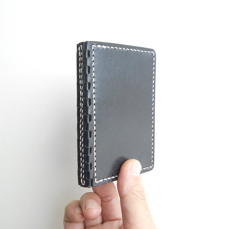 皮革铰链名片夹 黑 × 原色 - 名片夹/名片盒 - 真皮 黑色