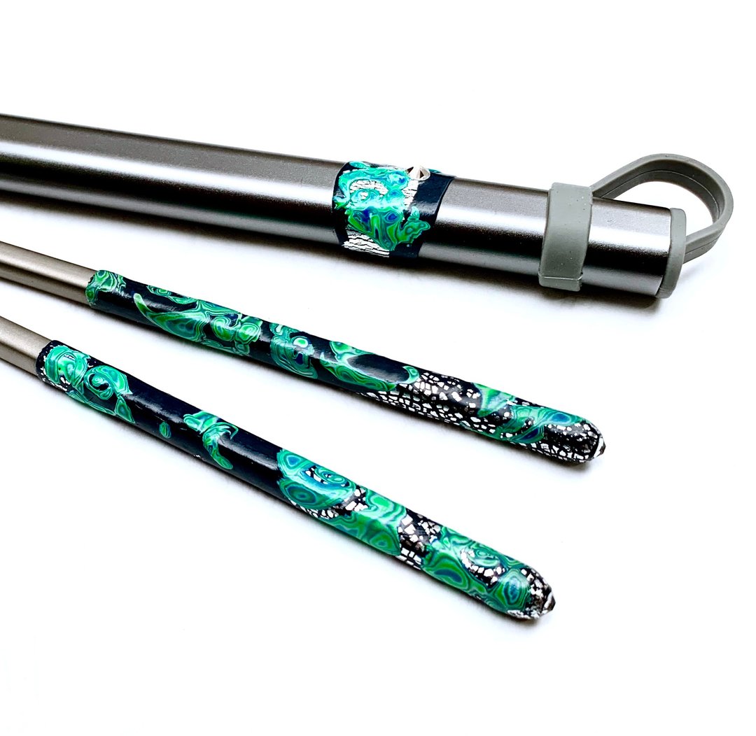 WENWENWORKS Premium Titanium Chopsticks 钛玺筷 チタン箸 - 筷子/筷架 - 其他金属 绿色