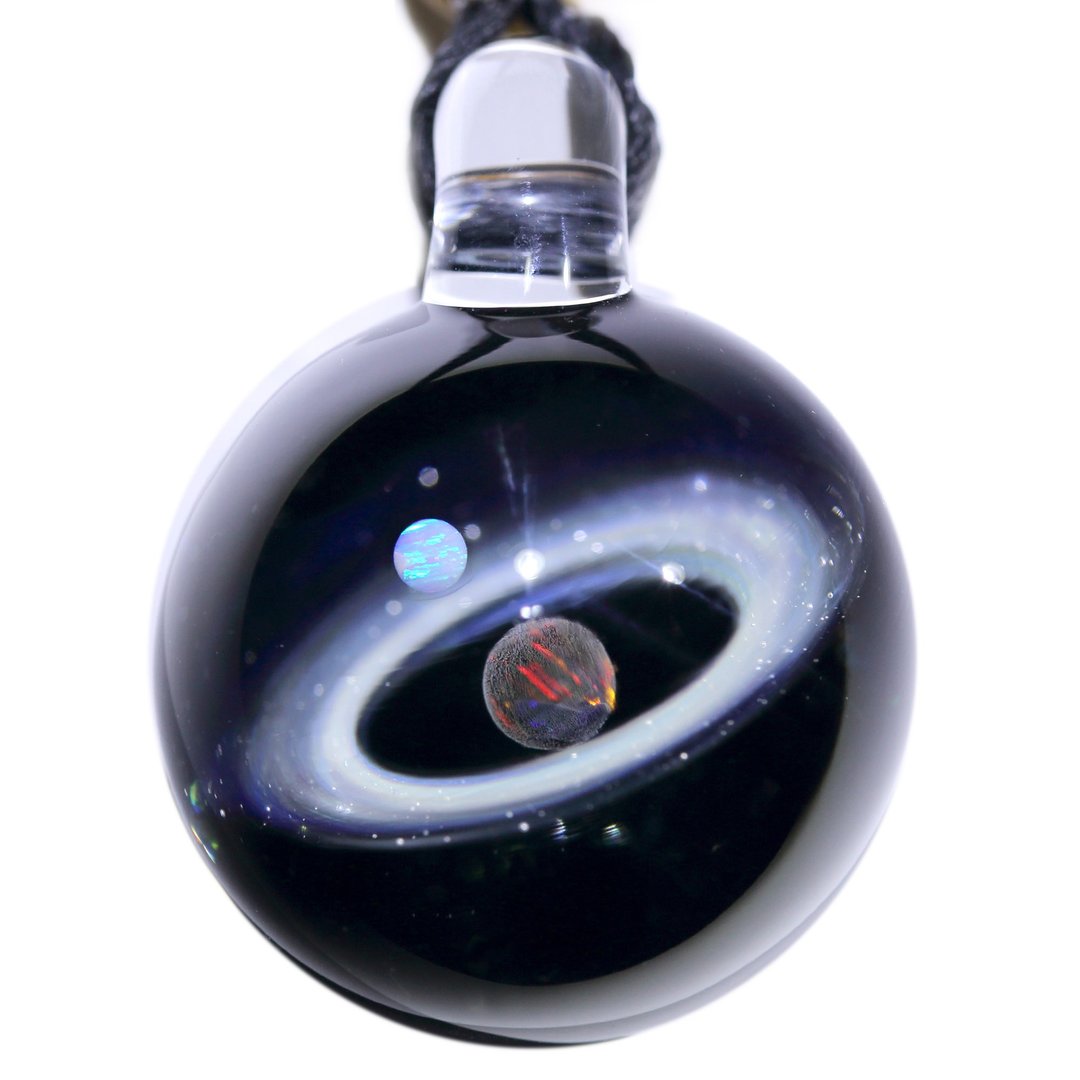 宇宙玻璃颈链吊坠28mm no.139 - 颈链 - 玻璃 黑色