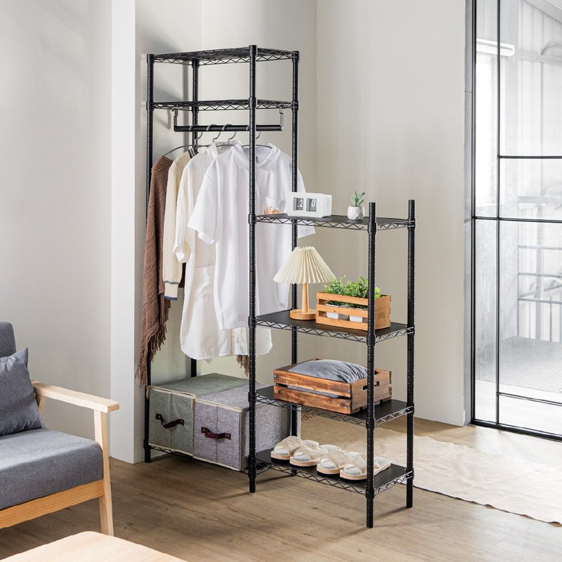 质感玄关衣帽收纳架 挂衣/置物复合设计 三色可选 铁力士架 - 置物架/篮子 - 其他金属 黑色