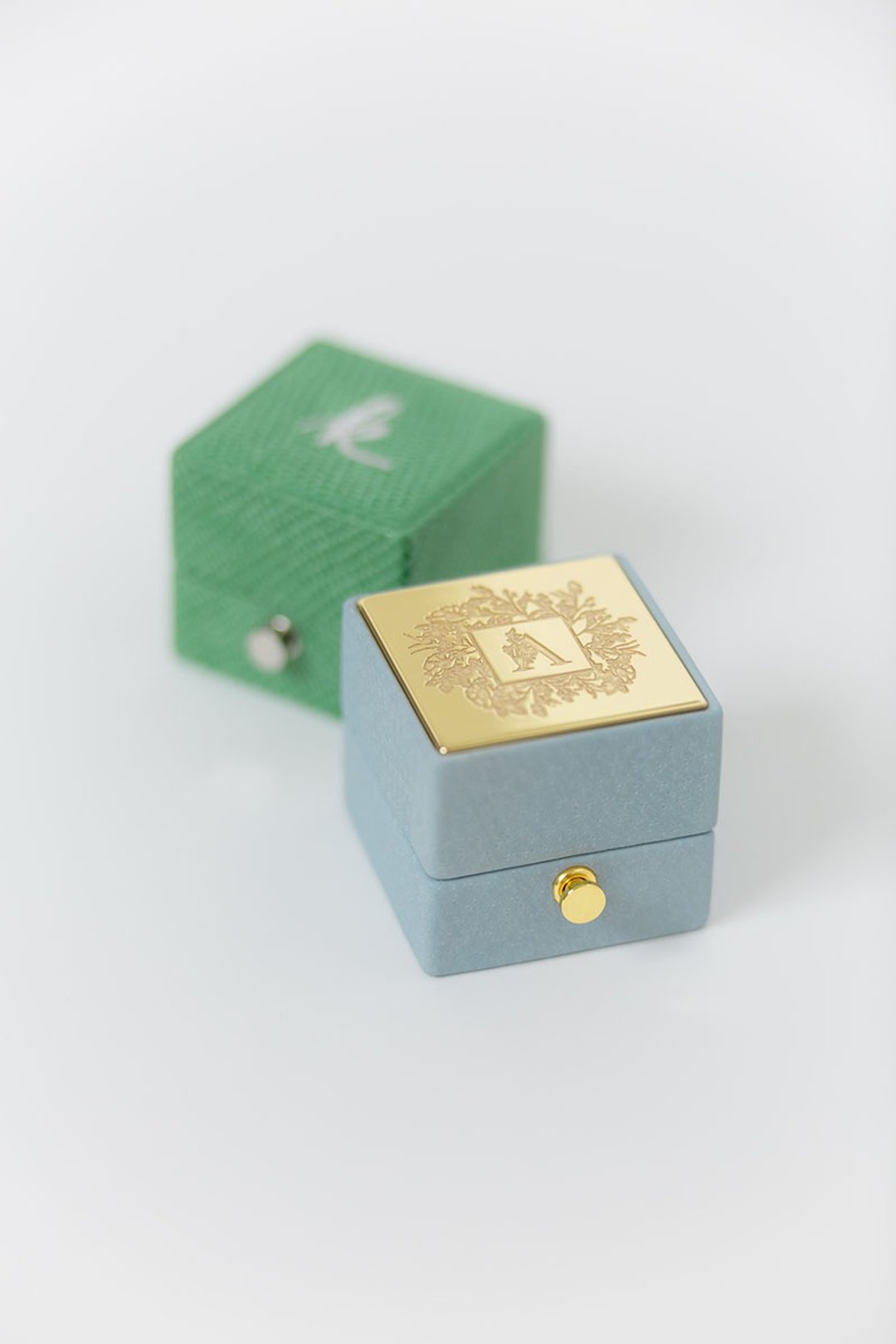 皮革戒指盒 - CLASSIC LOCK GRAND - 手工订制 复古风格 વાદળી (求婚) - 戒指 - 真皮 多色