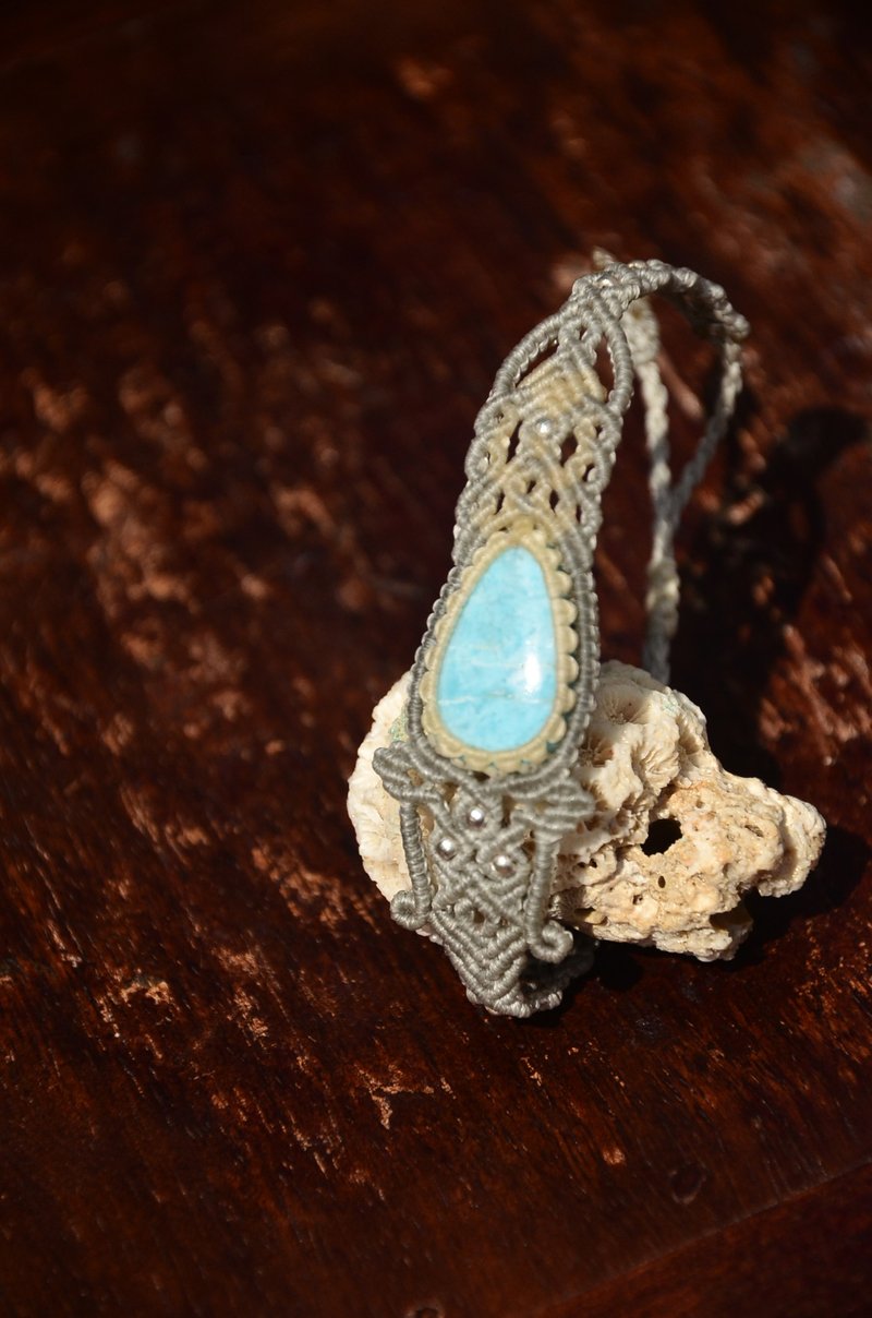 织途海纹石/拉利玛编织手链 - 项链 - 宝石 蓝色