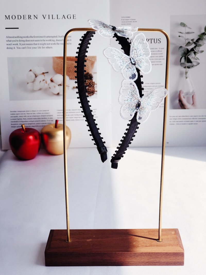 原创白色蝴蝶发箍 - 发带/发箍 - 其他材质 黑色