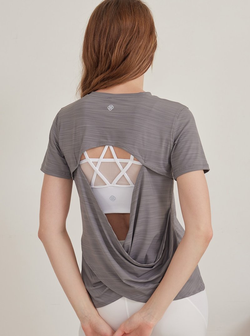 【S2N】SMOOTH SECRET 零着感垂褶上衣_Heather Gray T213 - 女装瑜珈服 - 尼龙 