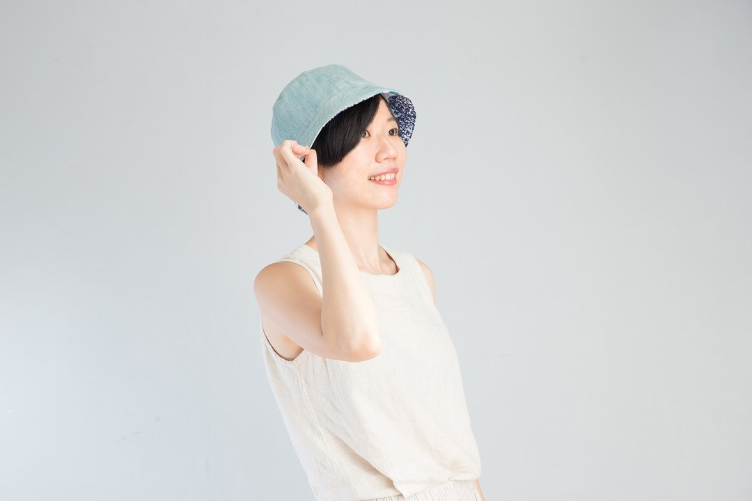 夏日牛仔双面戴渔夫帽  | 自然花草系列 | 清新 - 帽子 - 棉 蓝色