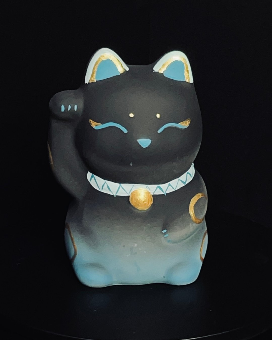 手绘石膏招财猫扩香石 - 摆饰 - 其他材质 蓝色