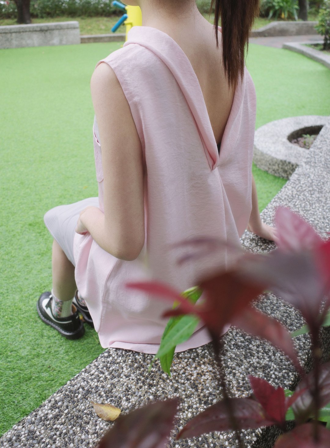 UUIN   _ 粉红小立领背心 - 女装上衣 - 聚酯纤维 粉红色