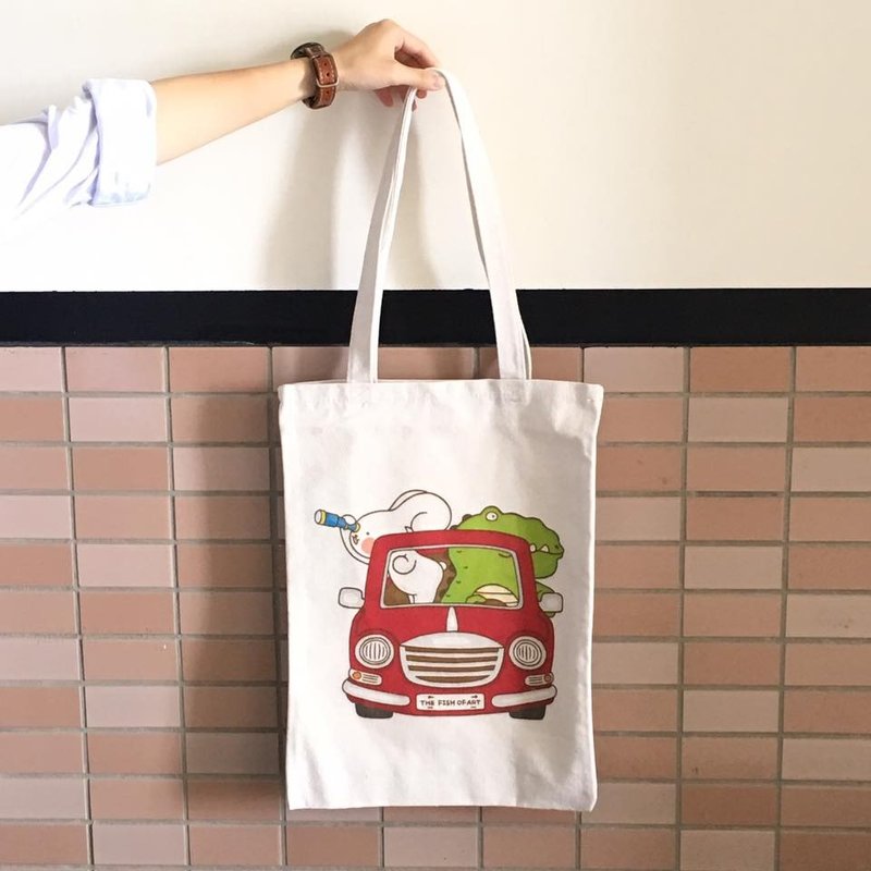 前美好的未来出发 插画帆布包 帆布袋 布包 可肩背 D0009 - 侧背包/斜挎包 - 其他材质 多色