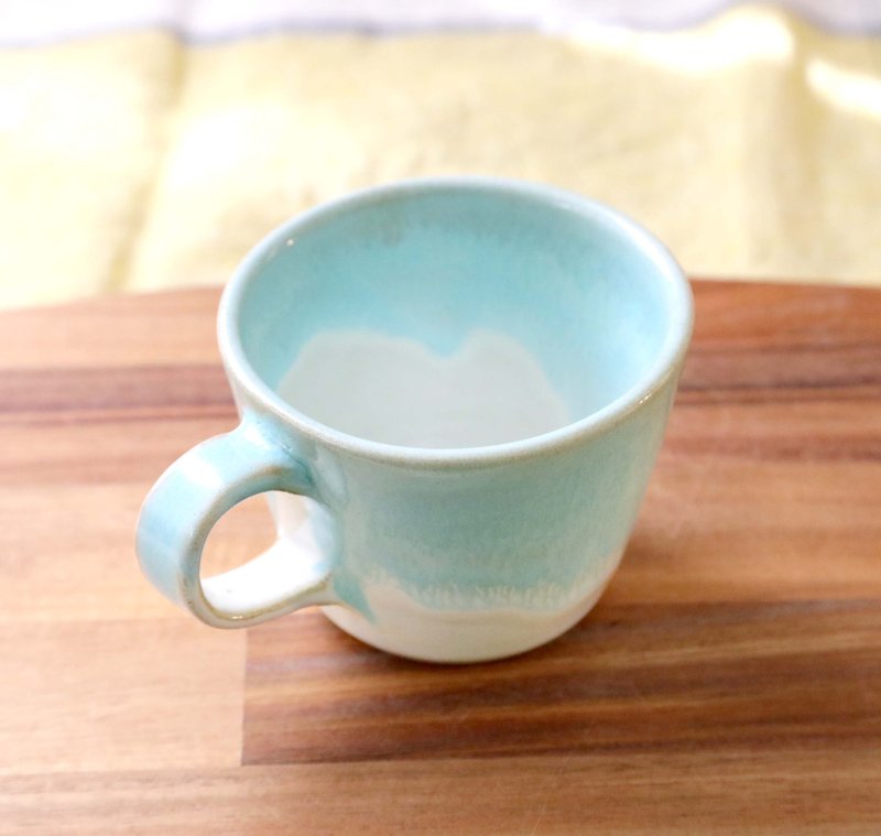 白釉与流水的蓝色方形马克杯 - 咖啡杯/马克杯 - 陶 蓝色