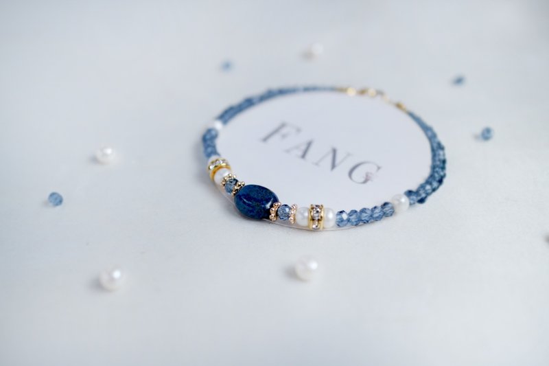 【微奢-蓝色爱琴海】 孔雀蓝 青金石 系列手链 - 手链/手环 - 宝石 蓝色