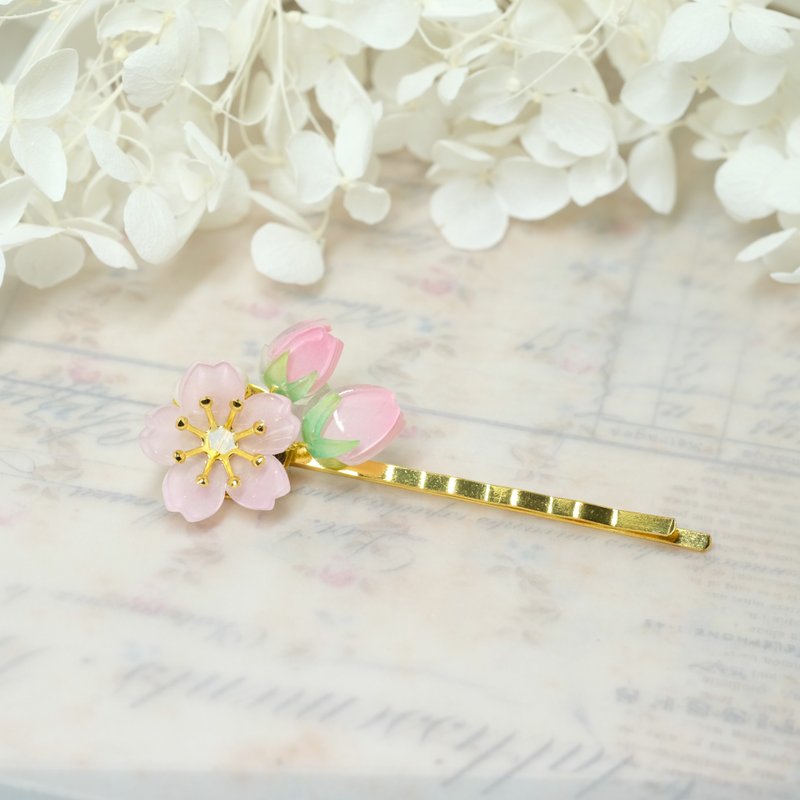 樱花花蕾一字夹 -粉红色-【等待自己的春天】 - 发饰 - 树脂 粉红色