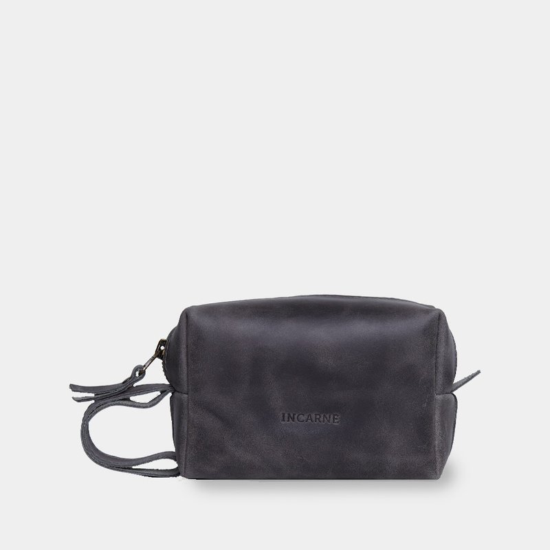 真皮灰色线缆整理器 – 时尚科技收纳包 - 卷线器/电线收纳 - 真皮 灰色