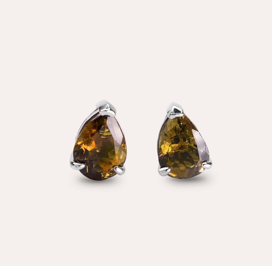 AND 碧玺 黄色 水滴 6*8mm 耳环 经典系列 Pear E 天然宝石 珠宝 - 耳环/耳夹 - 银 黄色