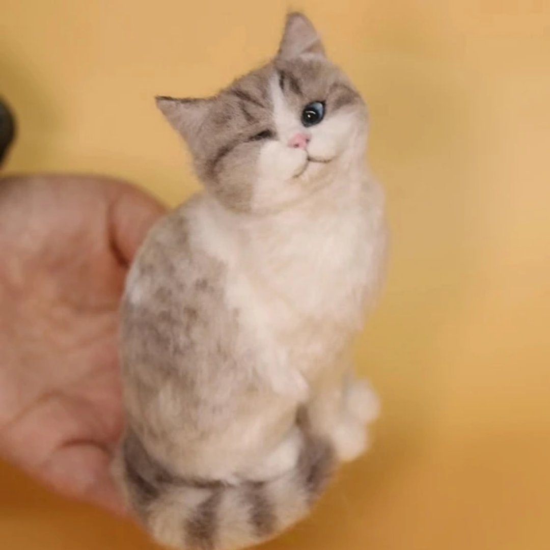 定制化礼物 逼真猫猫 羊毛毡 毛孩 宠物 娃娃 猫咪猫奴 似颜绘 b6 - 玩具 - 羊毛 多色