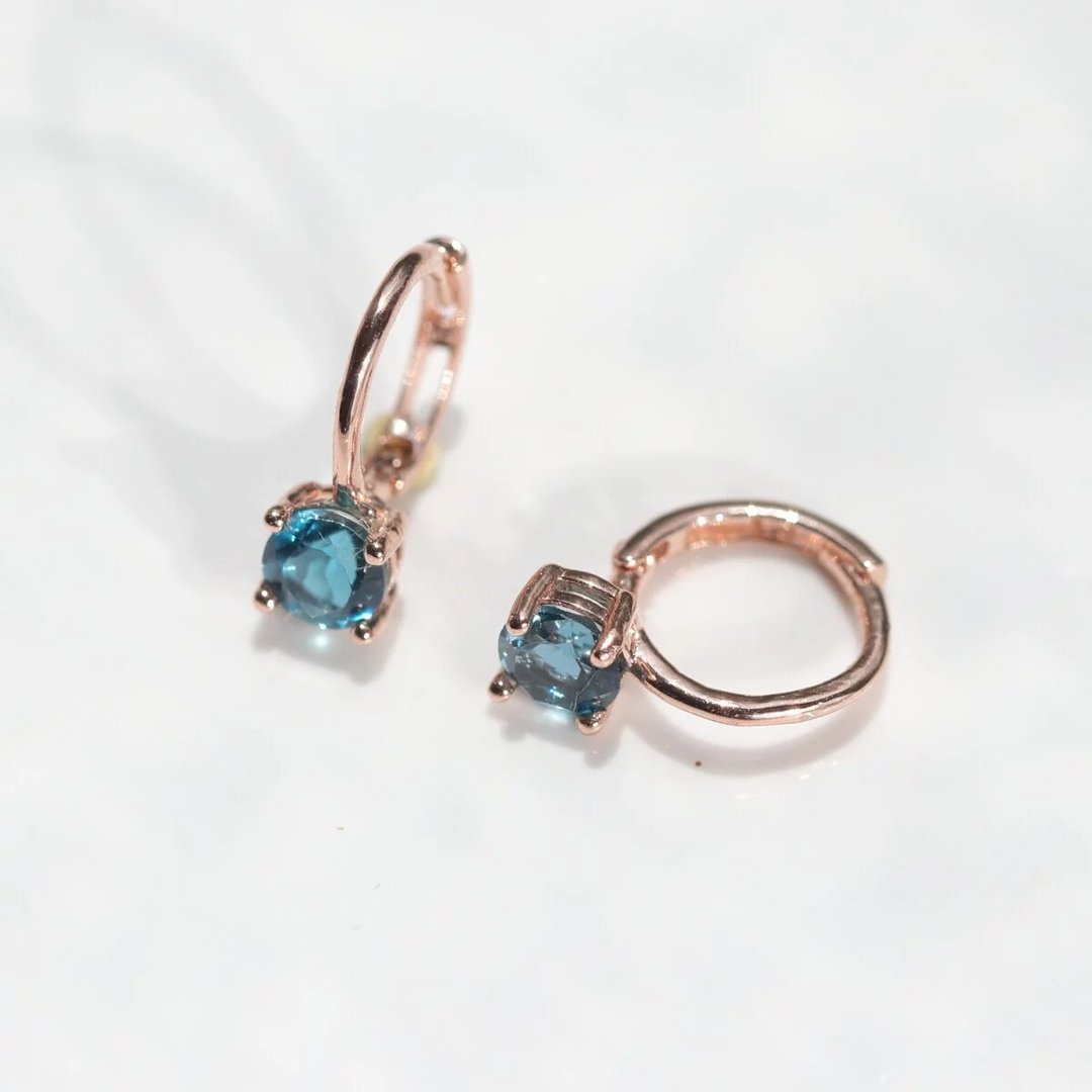 14K London Topaz Lock Earring 伦敦托帕石耳扣耳环 - 耳环/耳夹 - 贵金属 金色