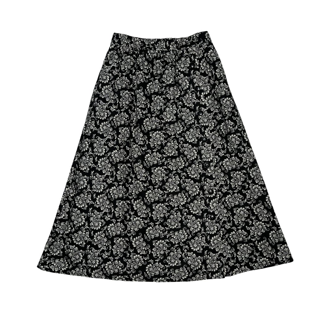 Women's Paisley Print Skirt 女装佩斯利长裙 - 黑色 - 裙子 - 棉 绿色