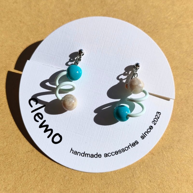 Tamakuru Tama 钴蓝/薄荷绿【耳环/耳夹】 - 耳环/耳夹 - 其他材质 多色