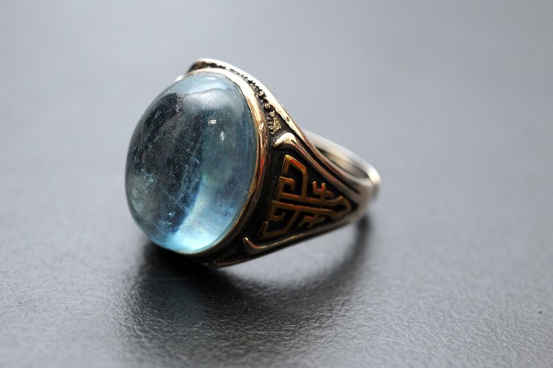 海蓝宝戒 矿石/水晶/灵修/开运/招财/破煞/防小人 - 戒指 - 半宝石 