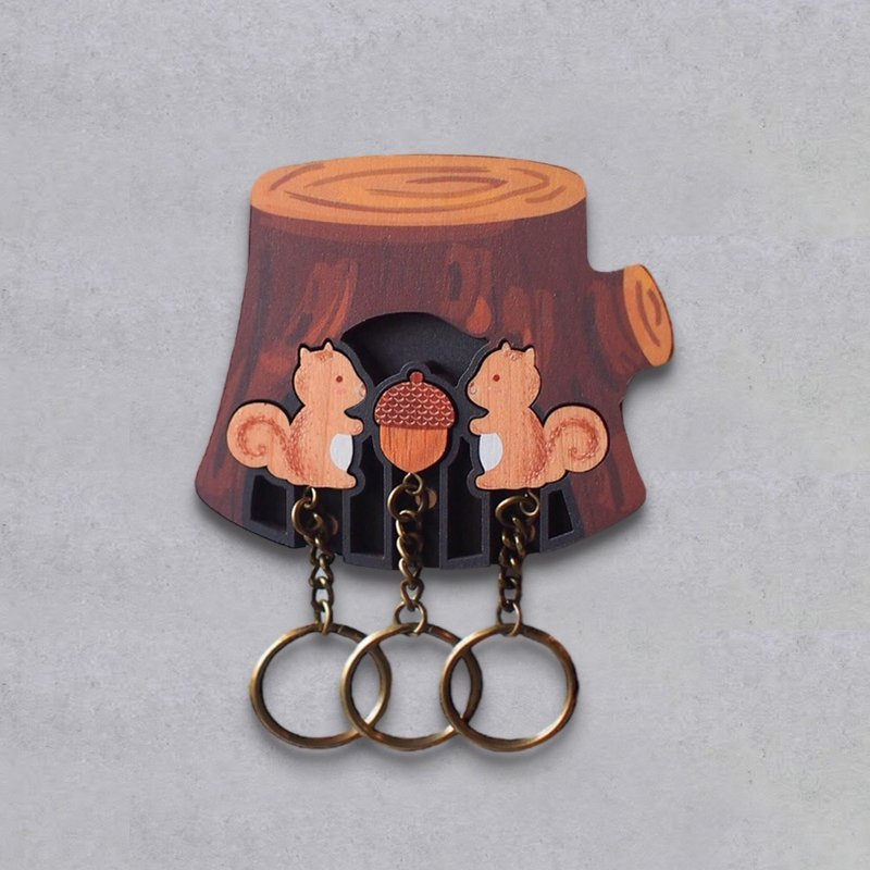 Key House 松鼠 - 定制 (补钥匙圈选这个) 生日礼物 情人节礼物 - 摆饰 - 木头 咖啡色