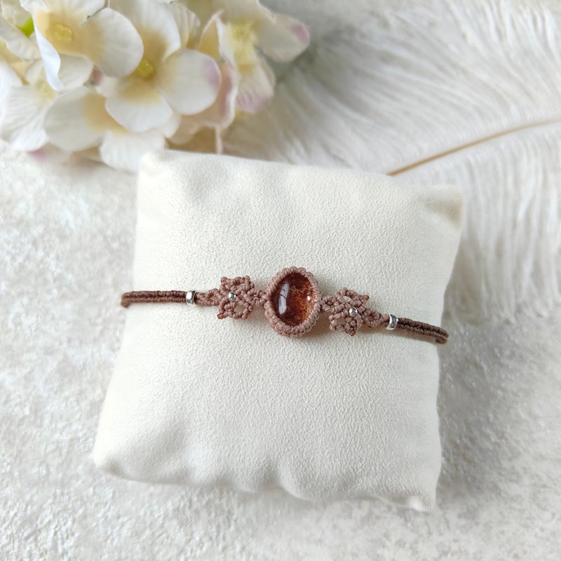 红色秘境。红幽灵水晶。南美巴西蜡线编织手链 - 手链/手环 - 水晶 咖啡色