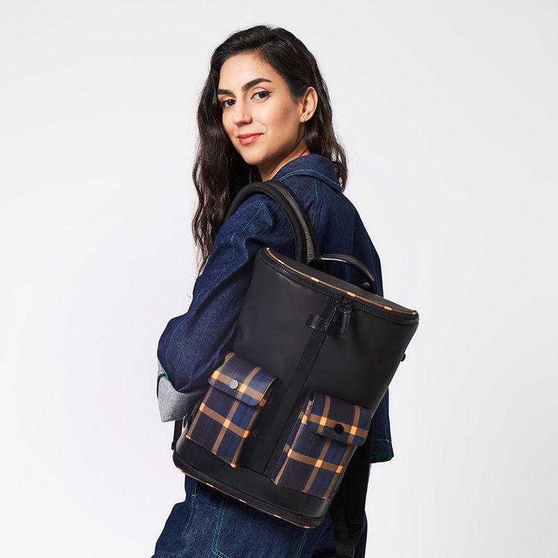 FREQUENT FLYER 队长后背包(S) - 黑底黄格 - 后背包/双肩包 - 其他人造纤维 黑色