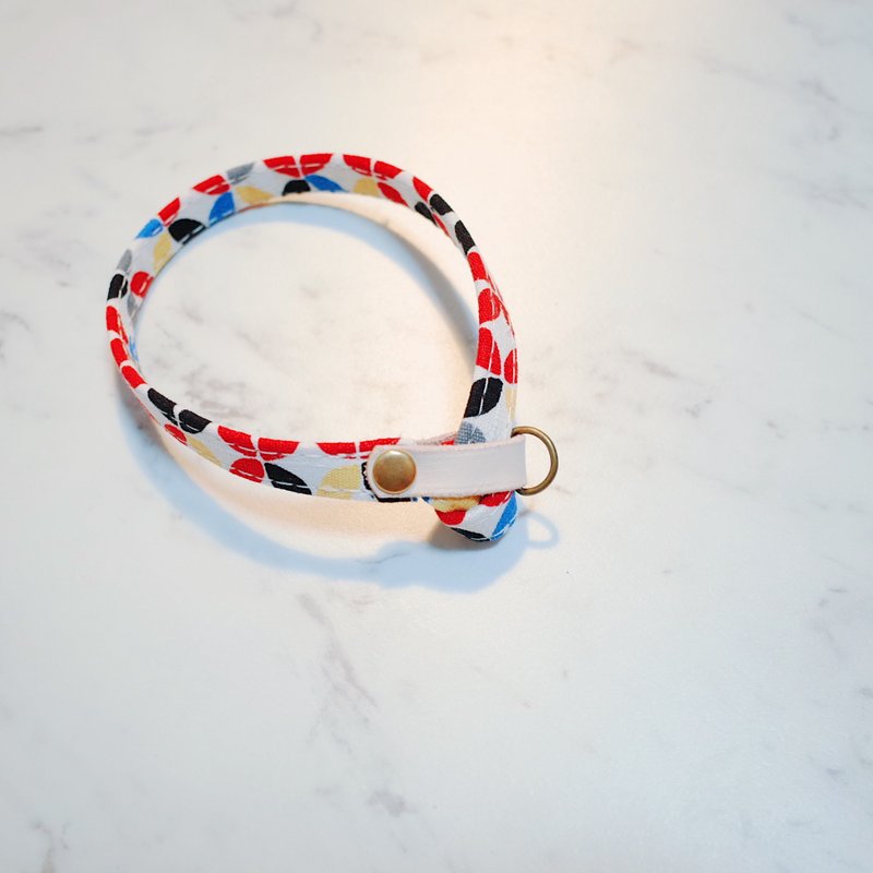 猫 项圈 密密麻麻红花砖 几何 可加购吊牌 附铃铛 - 项圈/牵绳 - 棉．麻 