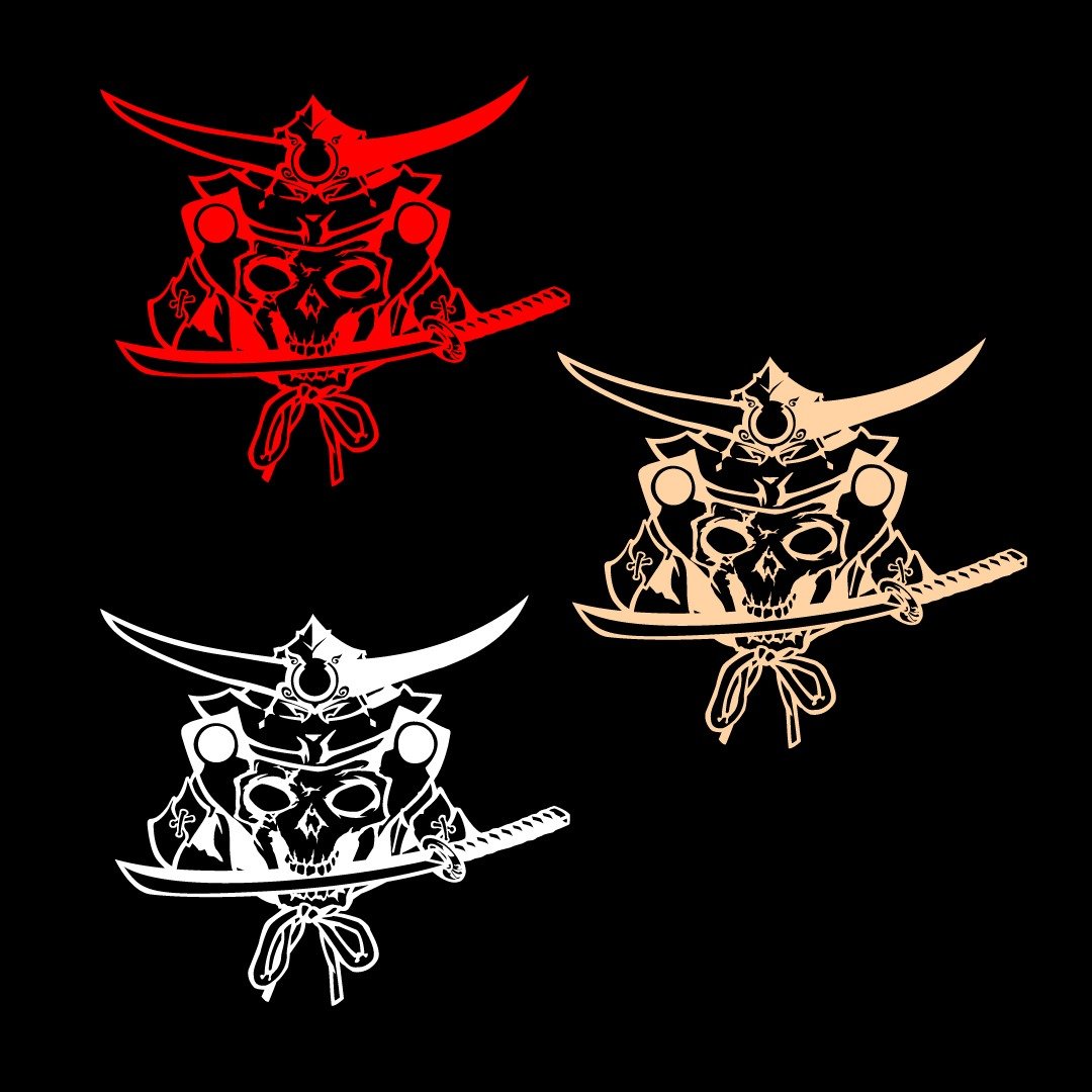 日式 骷髅 武士魂 反光贴纸 日本风 车身安全帽装饰贴 防水耐晒 - 贴纸 - 防水材质 