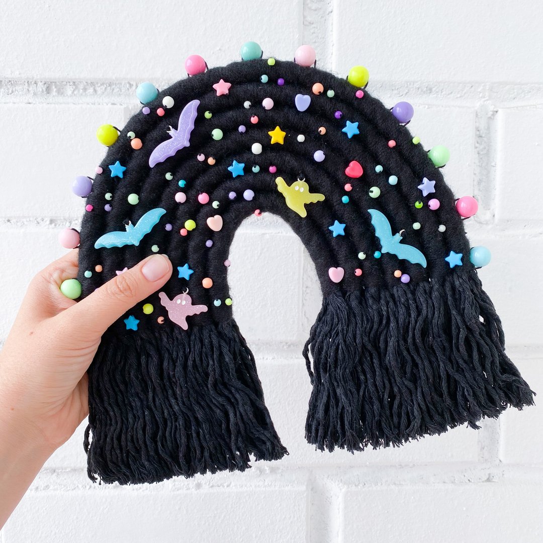 Pastel Halloween decor, Pastel goth, Rainbow wall decor, Kawaii gift, Cute bat - 墙贴/壁贴 - 其他材质 黑色