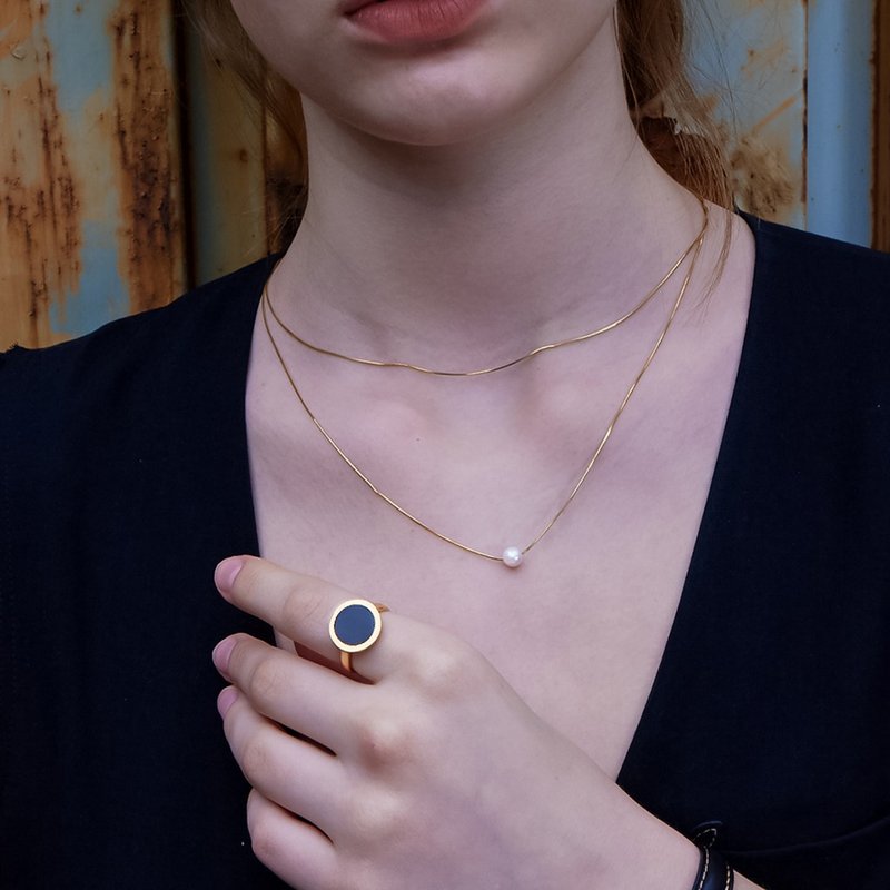 NCT 精选 | ROCA 圆形缛玛瑙戒指 - 戒指 - 纯银 黑色