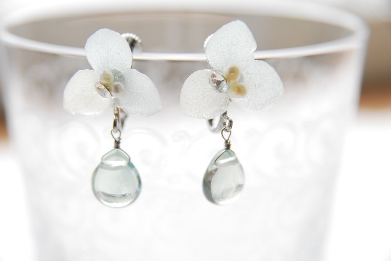 Hydrangea and Florite earrings no. 4 - 耳环/耳夹 - 半宝石 绿色