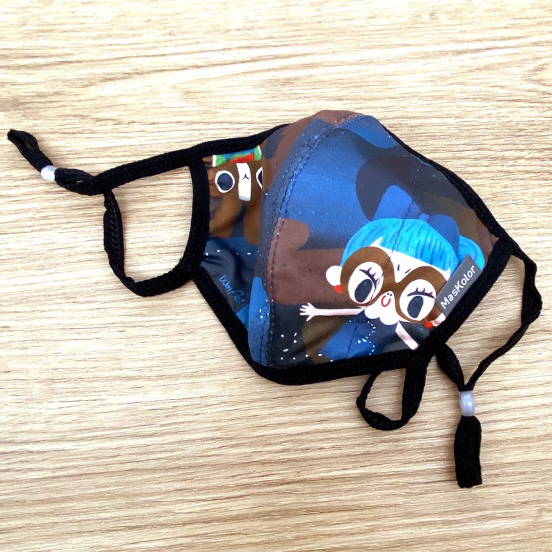 防疫口罩 - Maskolor设计师布口罩 - 嵌入式银微子抗菌内层专利 - 口罩 - 棉．麻 蓝色