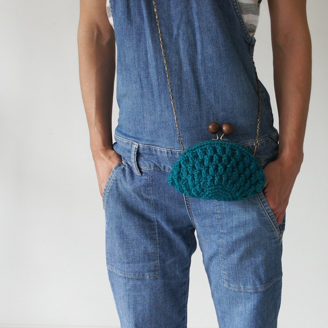 Ba-ba handmade Popcorn crochet coinpurse No. C 1058 - 化妆包/杂物包 - 其他材质 绿色