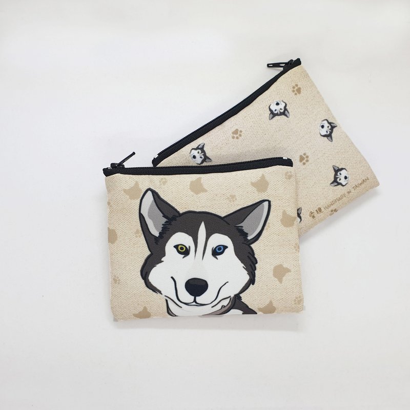 哈士奇 灰黑/红棕 简单收纳零钱包 万用收纳包 - 外出包 - 其他人造纤维 多色