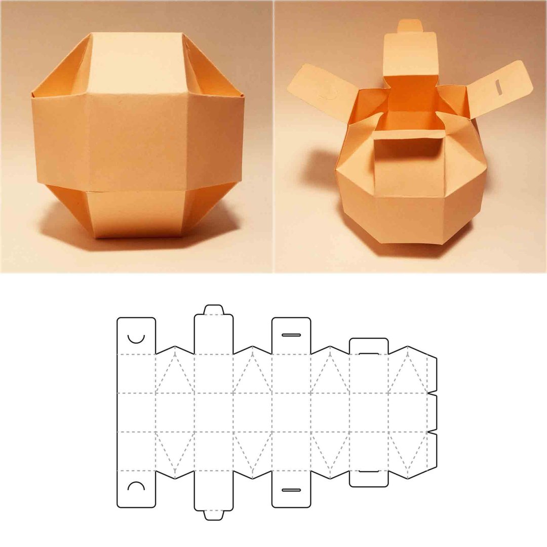 Sphere box template, round box, round gift box, ball box, polygon box, Cricut - 图文模板设计 - 其他材质 