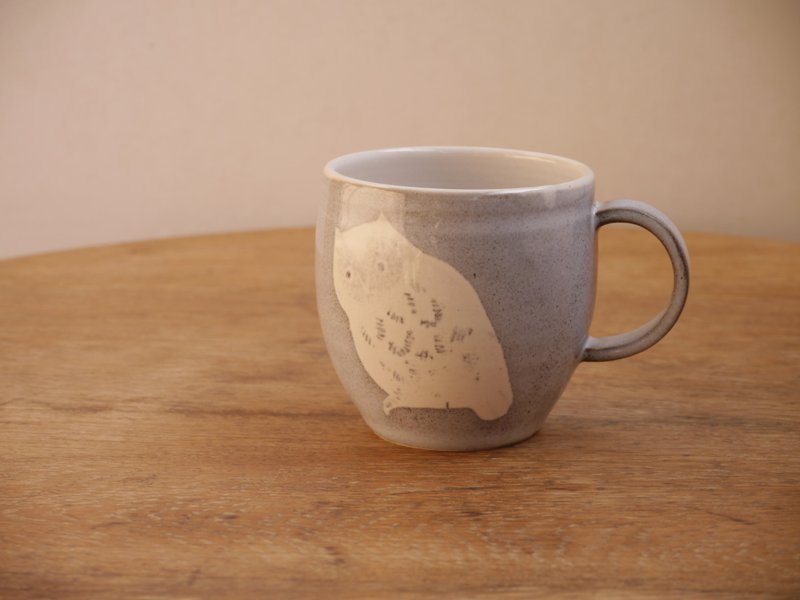 Pottery Owl Mug - 咖啡杯/马克杯 - 陶 灰色