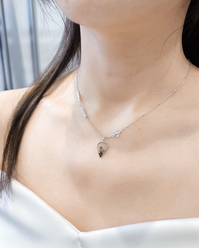 限量|手作925纯银-树枝玛瑙珍珠项链| 独一无二小众设计质感饰品 - 项链 - 纯银 多色