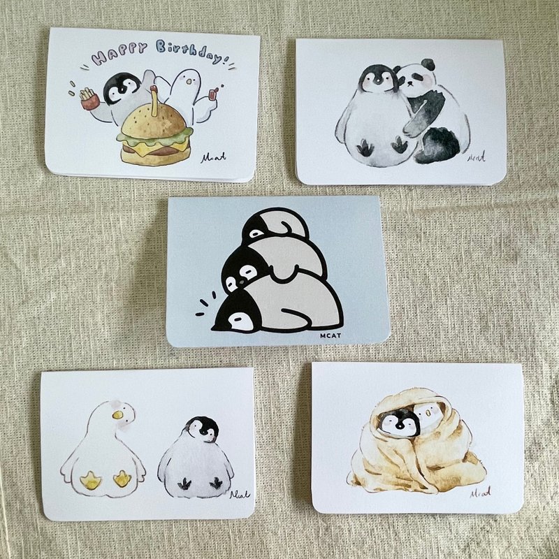 小企鹅小卡信封组 - 卡片/明信片 - 纸 多色