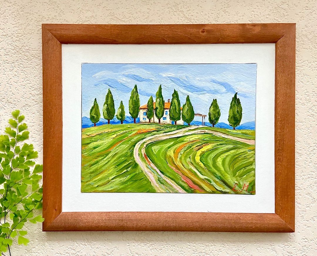 托斯卡纳风景夏日田野油画疗愈品挂画 - 墙贴/壁贴 - 其他材质 绿色