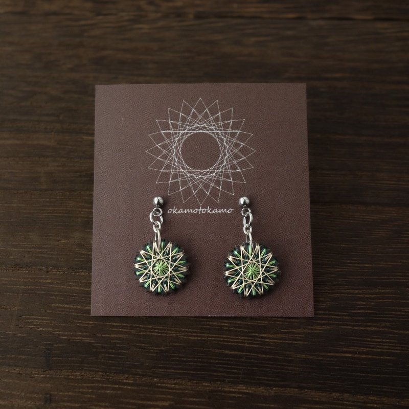 小魔法阵耳环 / 耳夹 | 绿色 | 绢线制 | 包邮 - 耳环/耳夹 - 丝．绢 绿色