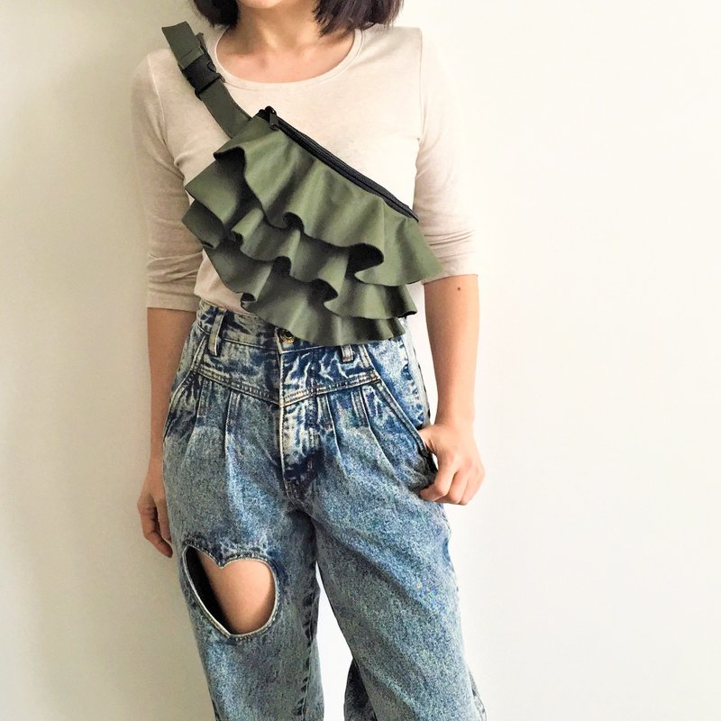 荷叶边腰包 / 腰包 / 旅行袋 / 臀部包 / 节日包-RWP - 侧背包/斜挎包 - 其他材质 灰色