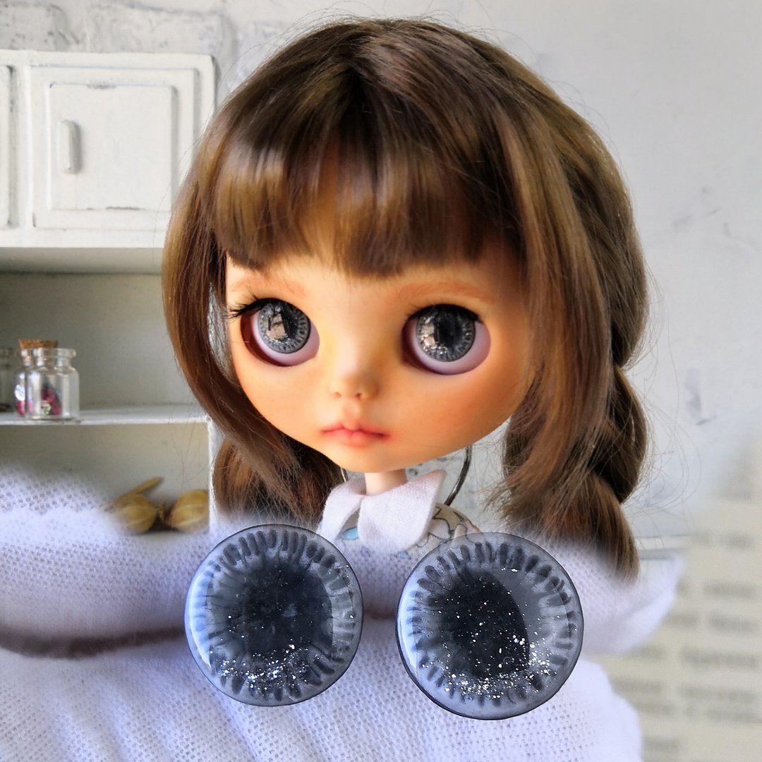 灰色 3D 眼片 14 毫米，定制 Blythe 娃娃眼片 - 玩偶/公仔 - 树脂 