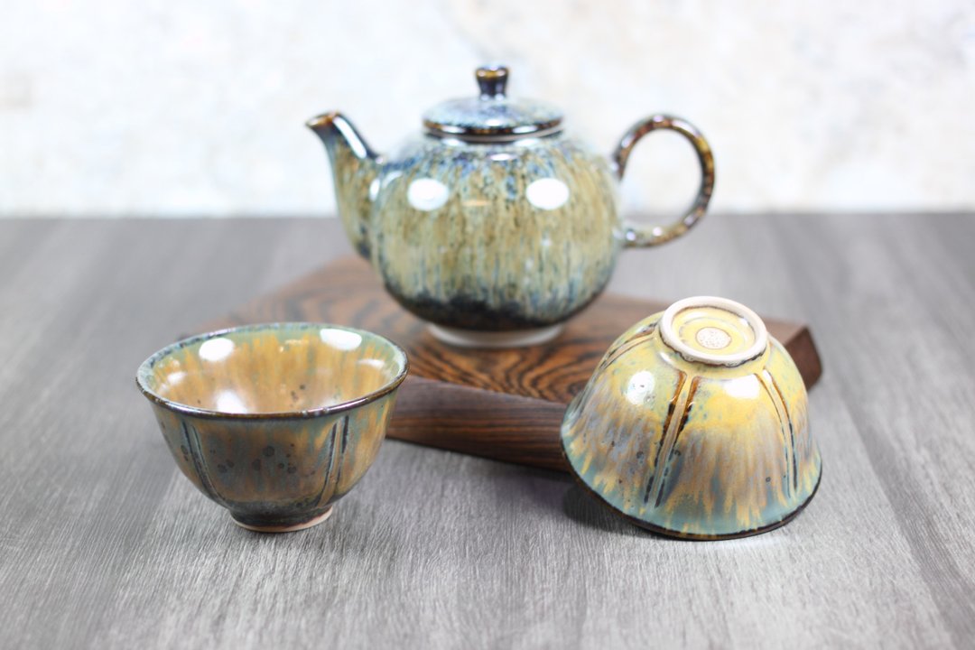 【春节好礼】幻森 天目釉 一壶两杯 圆满茶具组 名家叶敏祥作品 - 茶具/茶杯 - 瓷 