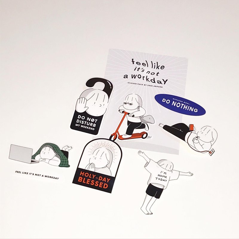 STICKER PACK - FEEL LIKE IT'S NOT A WORKDAY - 贴纸 - 纸 白色
