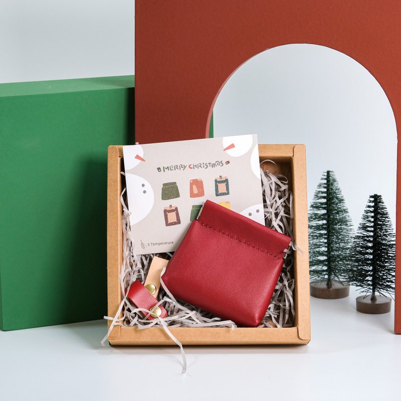 【圣诞礼物/交换礼物】-弹口包礼盒-零钱包,集线器,多色 - 零钱包 - 真皮 绿色