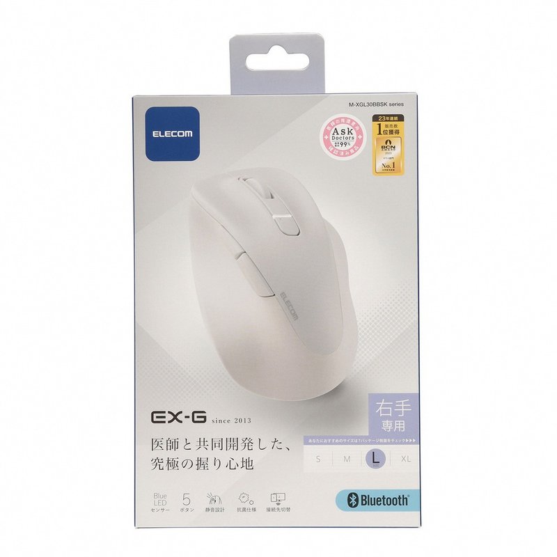 ELECOM EX-G人体工学 蓝牙静音鼠标 白 - 电脑配件 - 塑料 白色