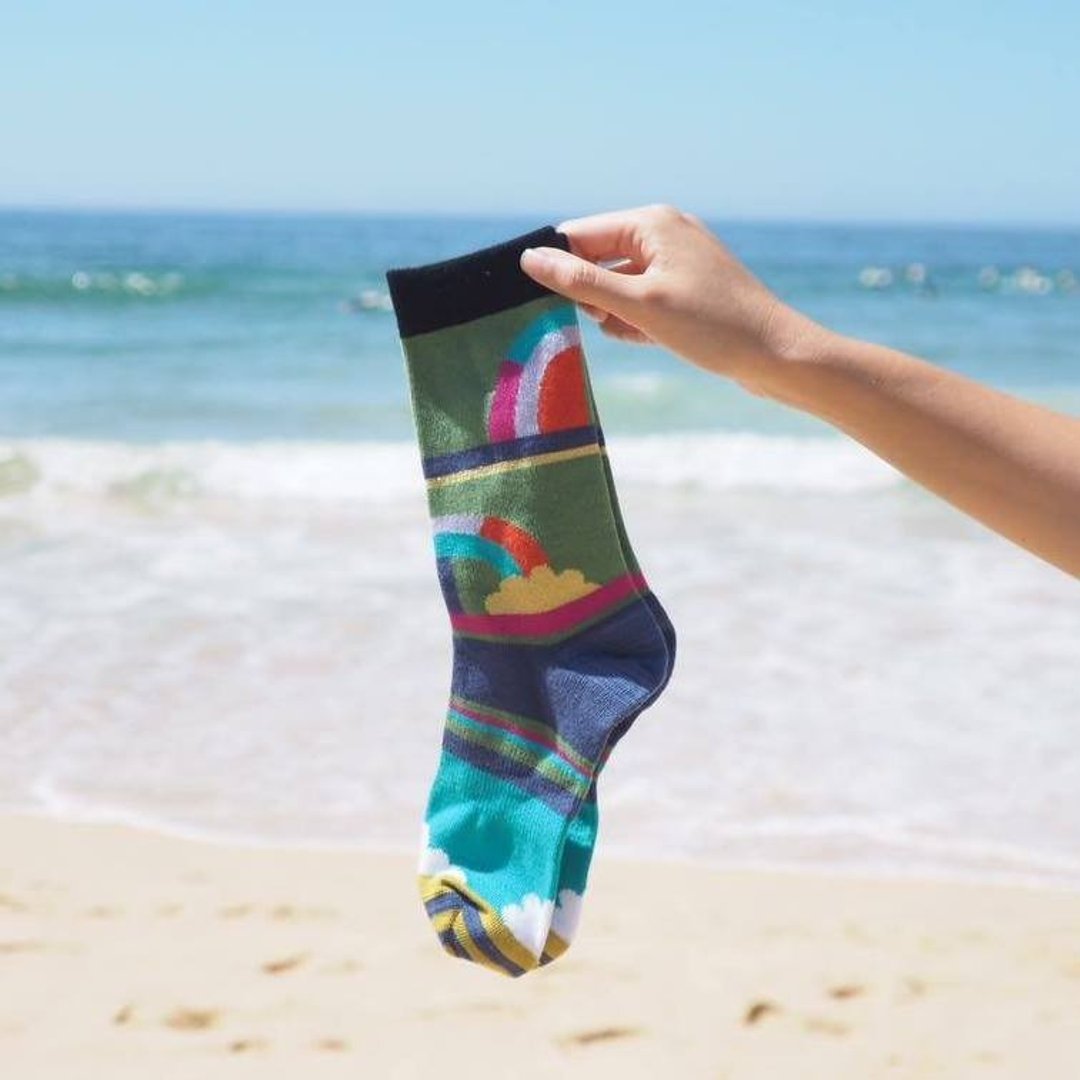 GillianSun Socks Collection 【HOT 热销款】1601BK_Rainbow Love - 袜子 - 棉．麻 绿色