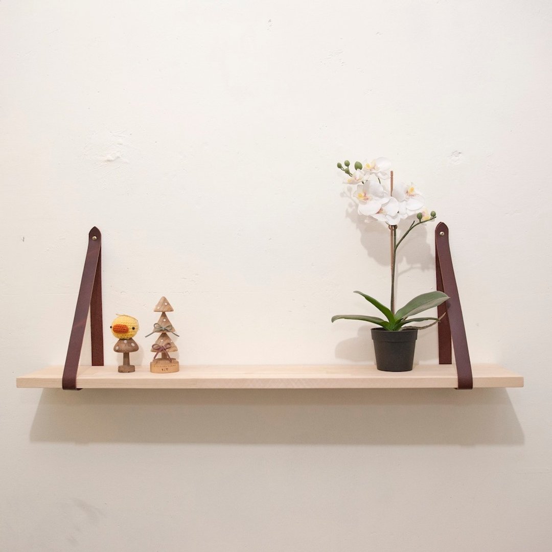 DIY材料包 实木层架 松木层板 真皮皮革 隔板 层架 手工 居家布置 - 木工/竹艺/纸艺 - 木头 咖啡色