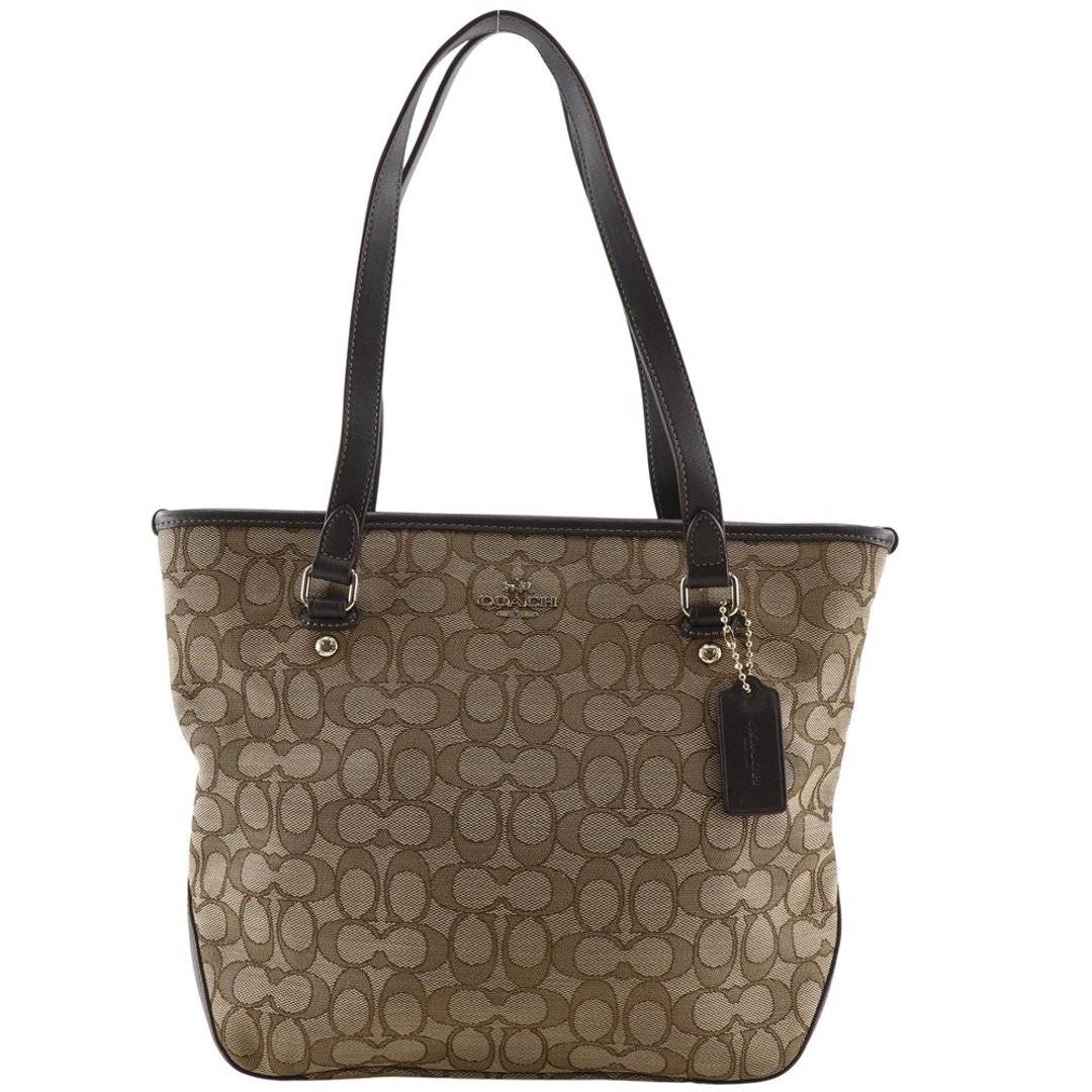 【日本直送】蔻驰 COACH Signature 托特包 F58282 帆布 棕色 女性【二手】 - 手提包/手提袋 - 棉．麻 黑色
