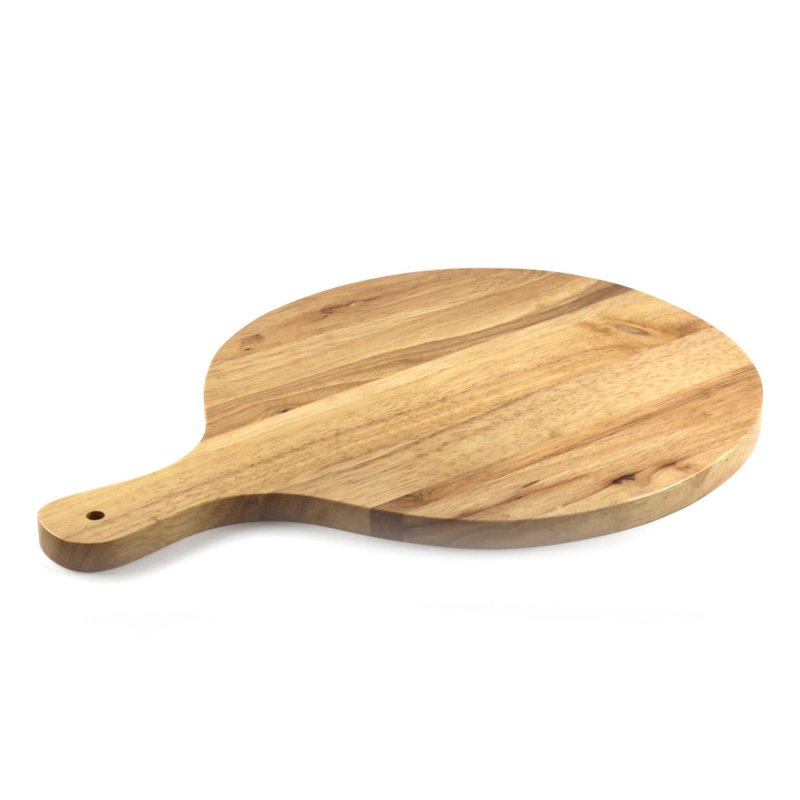 |巧木| 木制有柄披萨盘/木盘/托盘/橡胶木 - 碗 - 木头 咖啡色