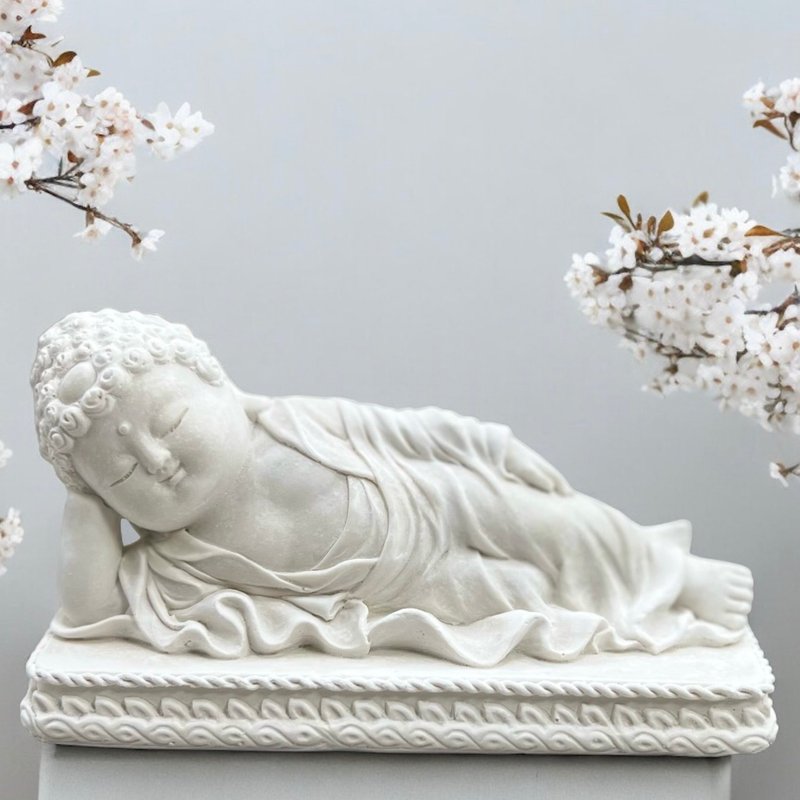 静谧之美学 净念吉祥小佛之卧佛(如自在)  精致台湾文创礼品 - 摆饰 - 水泥 白色